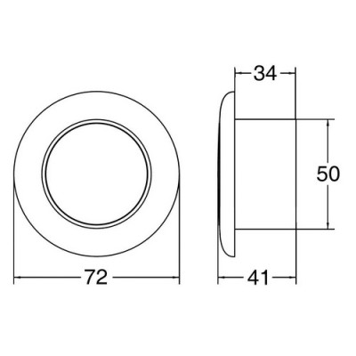 Hella Marine LED spot lambası. <br />
Kırmızı ambians halkalı, beyaz LED’li.