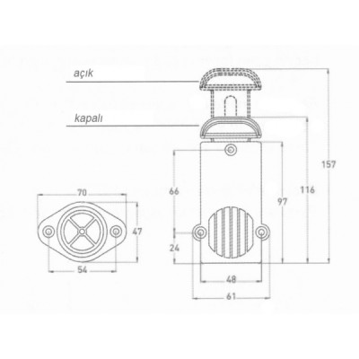 Bravo 614 Şişme bot su gideri. Plastik. Teleskopik.