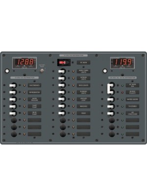 Sigorta paneli. 6 AC/18 DC pozisyonlu. 12V DC/230V AC. 375x254 mm. Etiket seti dahil.