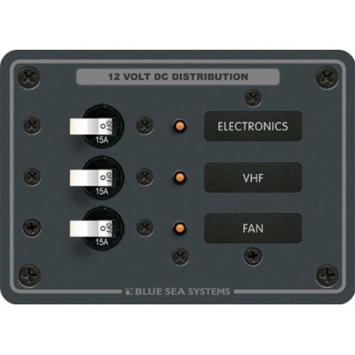 Blue Sea Systems DC 3 pozisyonlu sigorta paneli. 12V DC.