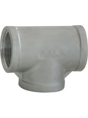 Dişli Tee. Dişi-Dişi. AISI 316 Paslanmaz çelik.
