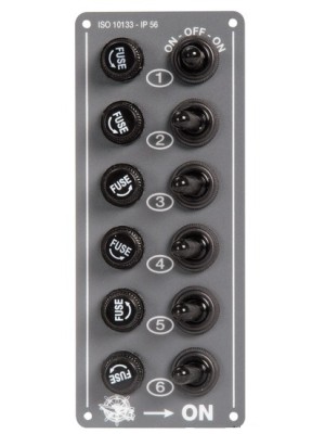Sigorta paneli, 6´lı, su geçirmez switchli, 170x170 mm.