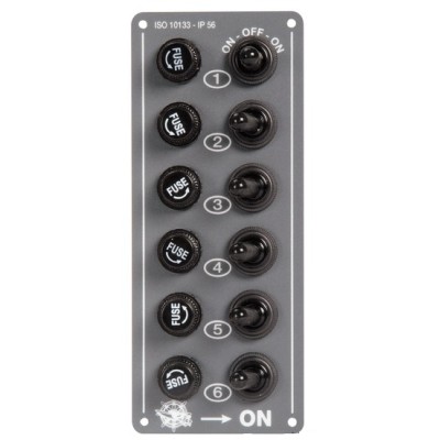 Sigorta paneli, 6´lı, su geçirmez switchli, 170x170 mm.
