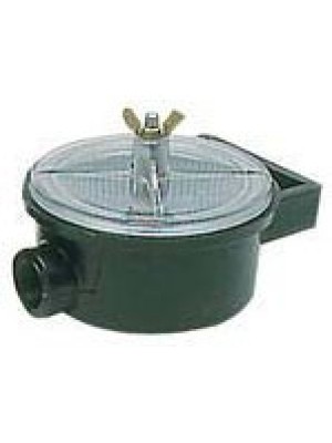 Deniz suyu filtresi, siyah möblen plastik gövdeli ve şeffaf kapaklı