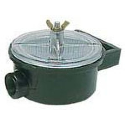 Deniz suyu filtresi, siyah möblen plastik gövdeli ve şeffaf kapaklı