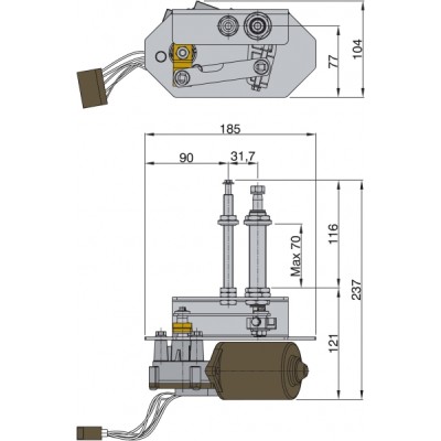 Vetus ağır hizmet tipi silecek motoru. Tip HDM. <br />
