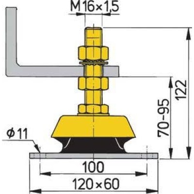 Vetus esnek motor takozu. Tip K