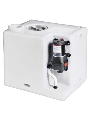 Tatlı su tank sistemi. Polietilen su tankı ve 12.8 litre/dakika kapasiteli otomatik, 12V hidrofor kombine edilmiştir.