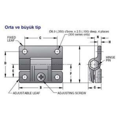 Southco Marine E6 ayarlı menteşe.