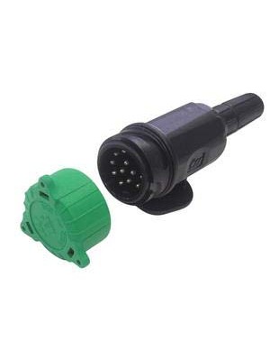 Römork için fiş. Siyah ABS. 13 soketli. 12V.