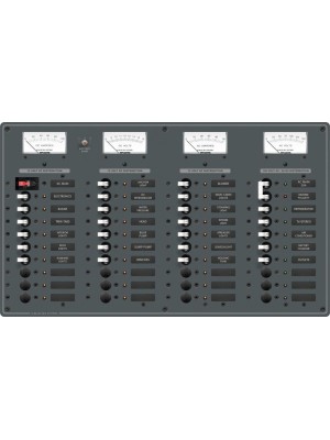 Blue Sea Systems Sigorta paneli. 8 AC, 29 DC pozisyonlu. 12V DC/230V AC. 292x495mm. 30 adet AC, 30 adet DC etiket.