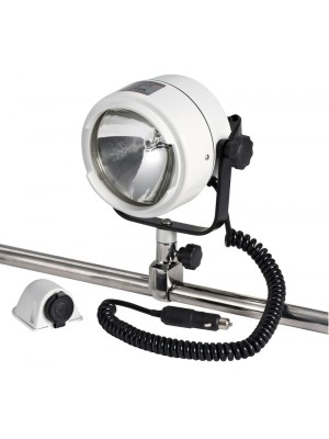 Projekt&ouml;r. Beyaz ABS g&ouml;vdeli, al&uuml;minyum ve paslanmaz &ccedil;elik ayaklı, &Oslash; 22/25 mm vardavelaya montaj.